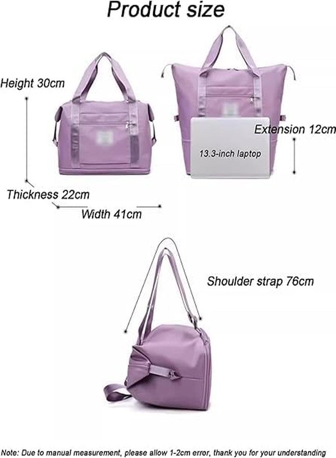 Keetly Foldable Travel Duffle Bag, Gym Bag with Wet Pocket, Carry On Weekender Bags for Women, Waterproof Overnight Bag for Travel, Gym, Yoga. (Dark Purple) - Image 3